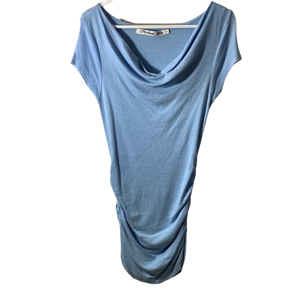 Michael Stars Light Blue Fitted Ruched Dress
